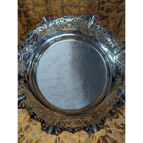 Farber Bros Krome kraft Silver Cake tray with wooden handle - Picture 5 of 6